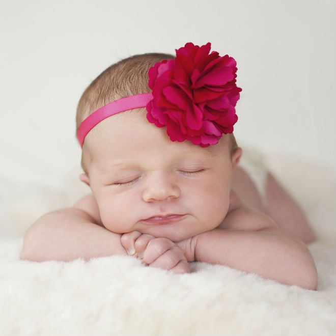 spring baby with flower headband