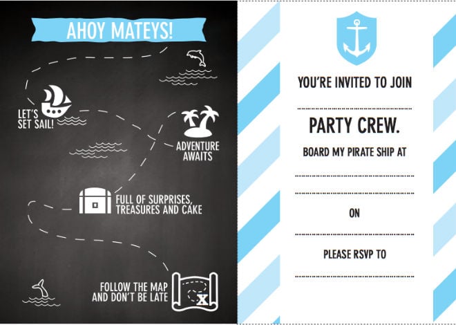 Free printable pirate party invitations
