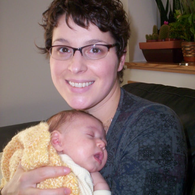 Jennifer and baby Isaac. New research shows that public health campaigns can make new moms more anxious. Credit: Jennifer Pinarski