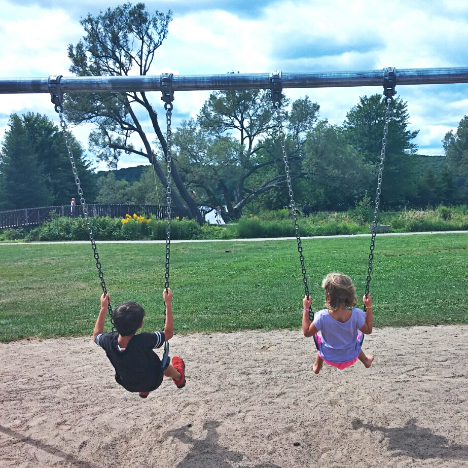 Isaac and Gillian enjoying outdoor play without technology. Photo: Jennifer Pinarski