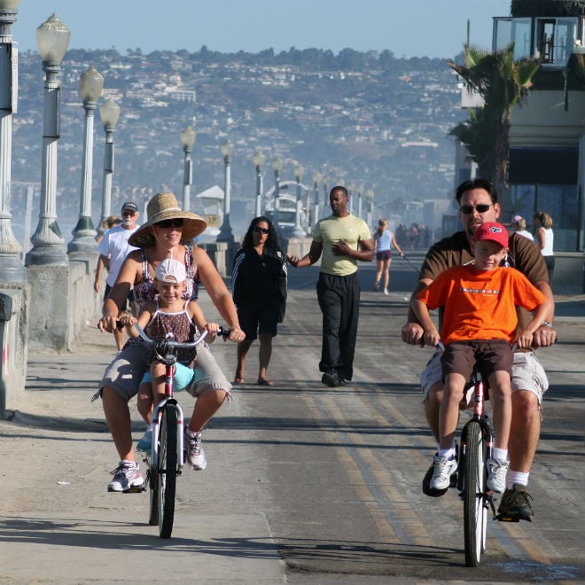 Mission Beach Boardwalk Bike Family -Courtesy SanDiego-article