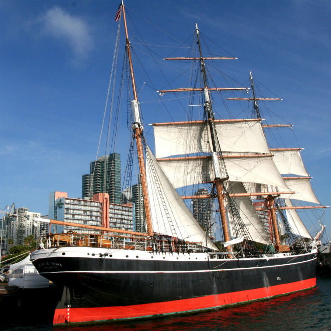 The Star of India still sets sail in the San Diego harbor—it’s the oldest merchant sailing vessel in use. Photo: Maritime Museum