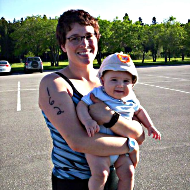 Jennifer with her son Isaac, who was five months old when she was started racing in triathlons. Photo: Jennifer Pinarski