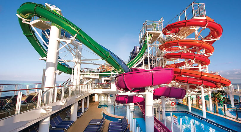 WaterWorks aboard the Carnival Vista features a number of slides and other water attractions. The largest and most innovative cruise vessel in Carnival Cruise Line