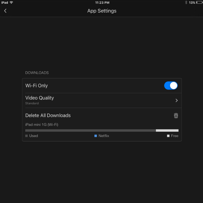 ipad screenshot of netflix settings