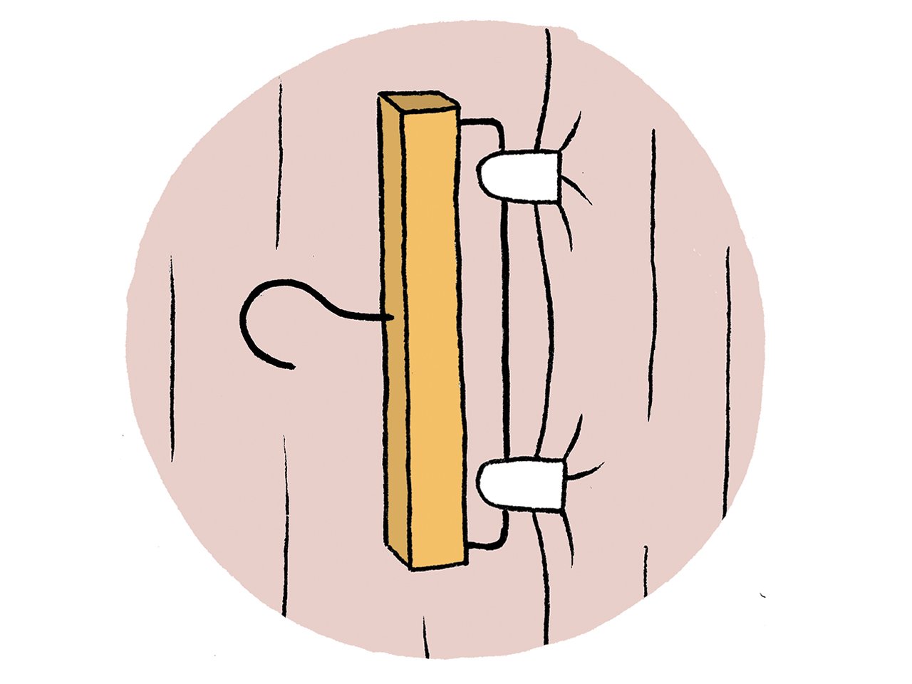 illustration of a clothing hanger pinching curtains