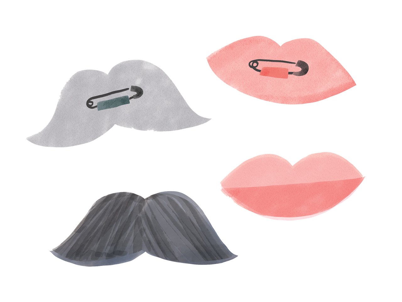 lip and moustache pins