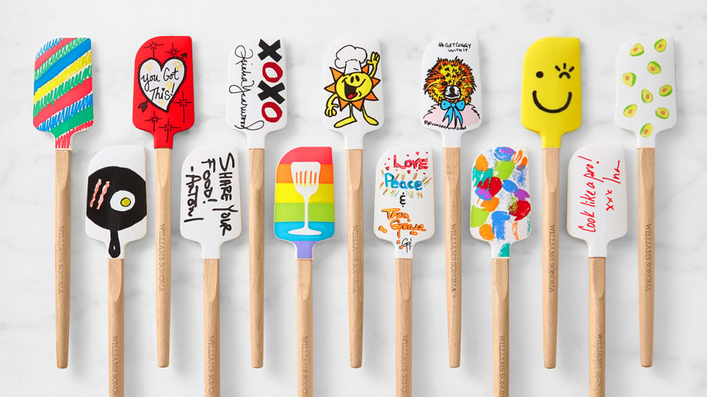colourful spatulas with various designs