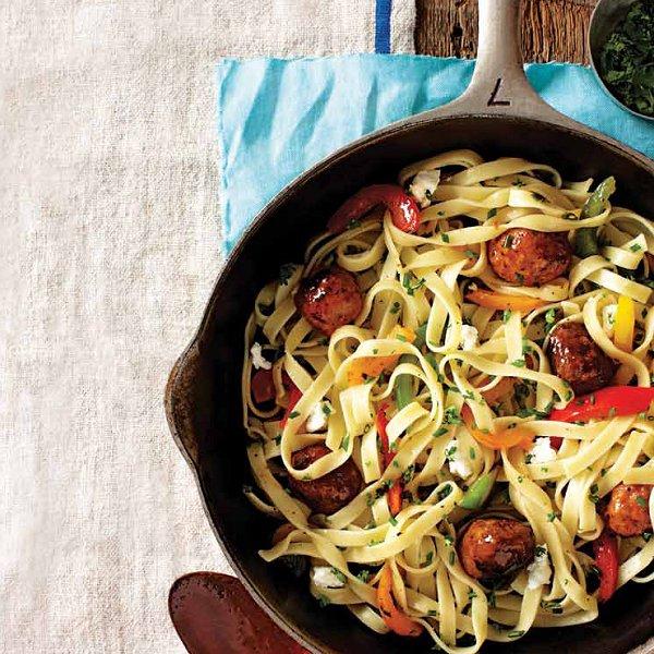Roasted sausage and pepper tagliatelle