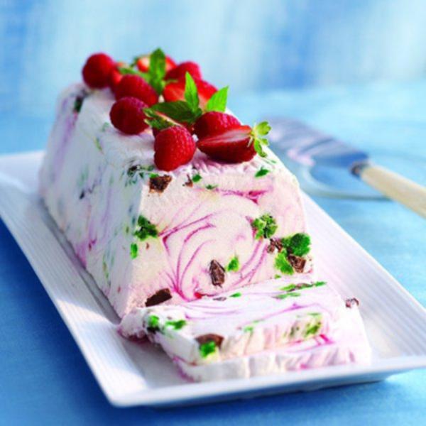 Chocolate and strawberry ice cream terrine