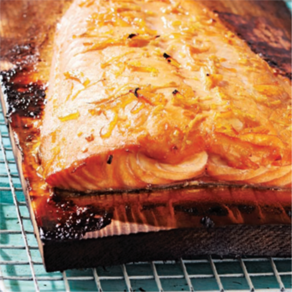 Marmalade Glazed Salmon on a Plank