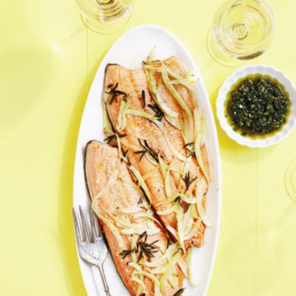 Sunday: Roasted trout with fennel and herb salsa
