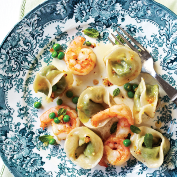 Spring Pea Tortellini with Shrimp (+ how-to video)