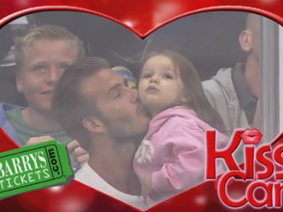 Video: David Beckham and little Harper on the Kiss Cam (SO CUTE!)