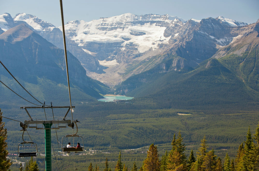 chair lift in the Rocky mountains during summer
