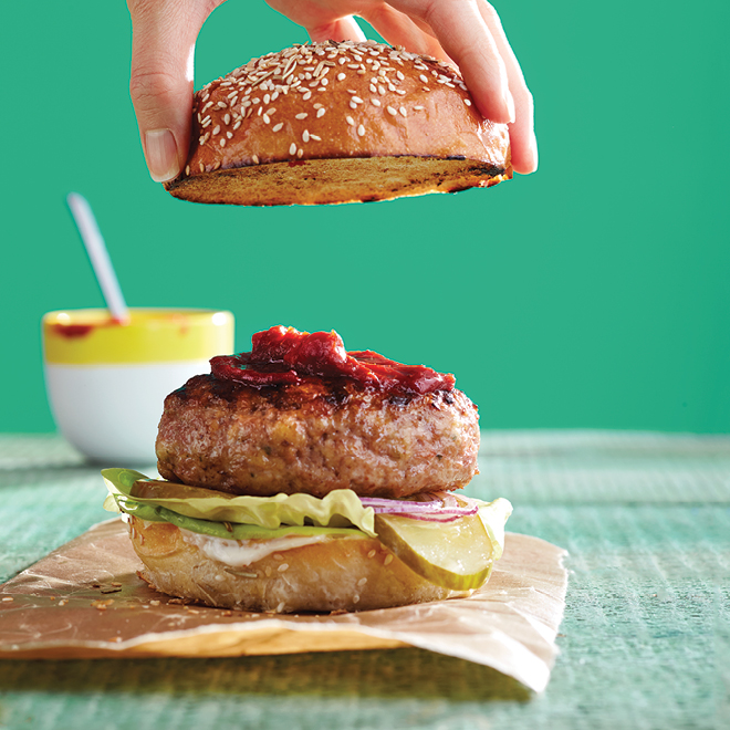 Turkey Burgers with Cranberry Ketchup