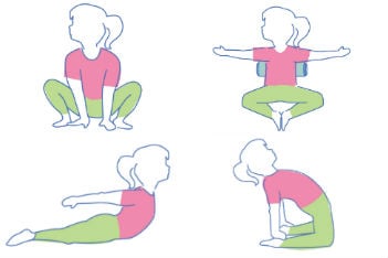 illustrations of child doing yoga poses