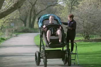 adult in a stroller
