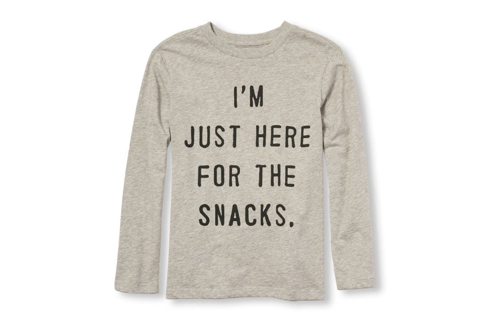 Boys Long Sleeve 'I'm Just Here For The Snacks' Graphic Tee