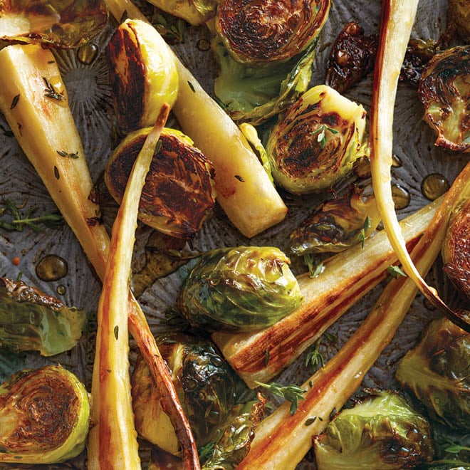 Maple-Roasted Parsnips and Brussels Sprouts