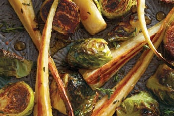 Maple-Roasted Parsnips and Brussels Sprouts