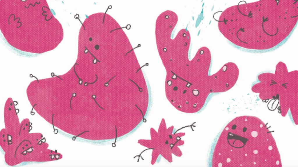 Illustrations of pink germs