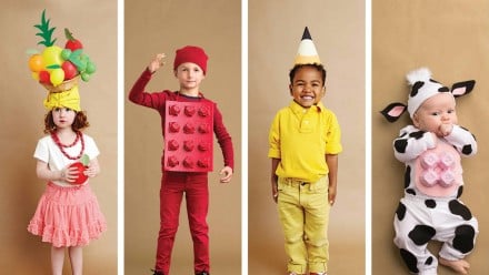 Kids dressed up in costumes for Halloween