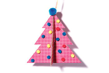 Pink Christmas tree ornament with instruction on how to make it
