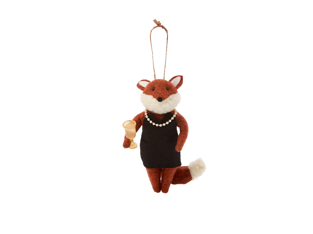 Ms. Party Dress Fox Ornament