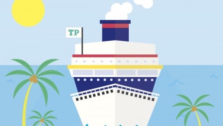 An illustration of a cruise ship in the sea
