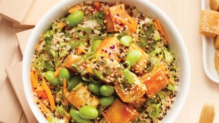 bowl of tofu quinoa stir-fry