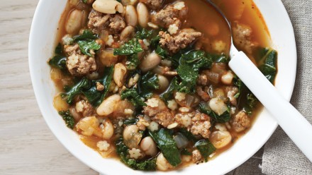 bowl of hearty turkey and bean soup
