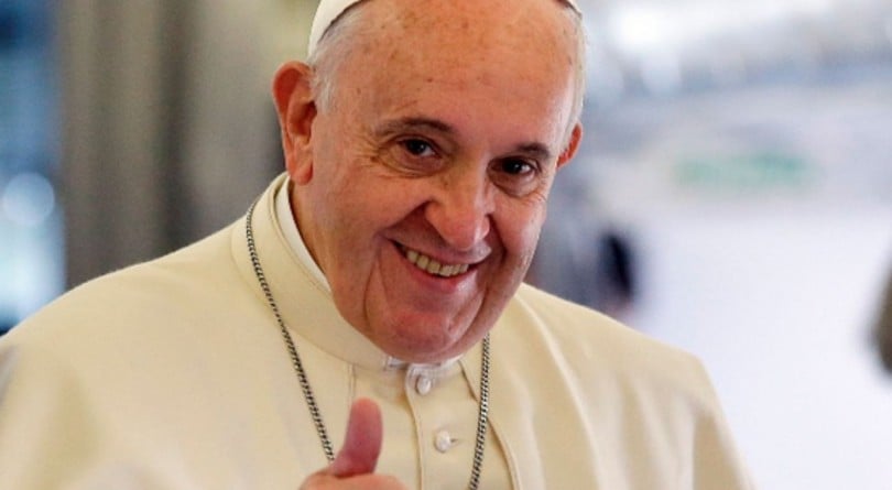 Pope Francis gives the thumbs up