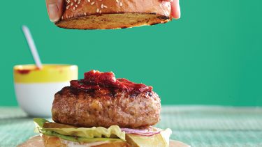 Turkey burger with cranberry ketchup