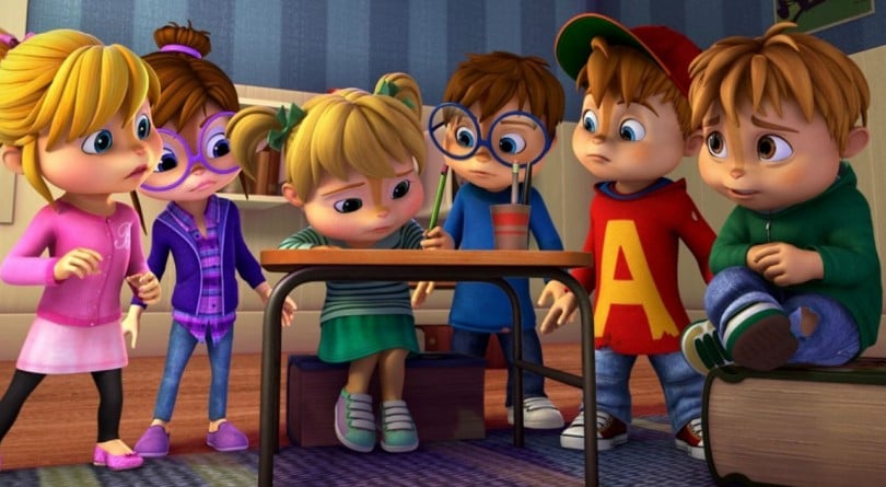 Alvin and the chipmunks characters gathered around a table