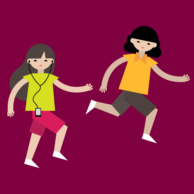 two young girls exercising graphic