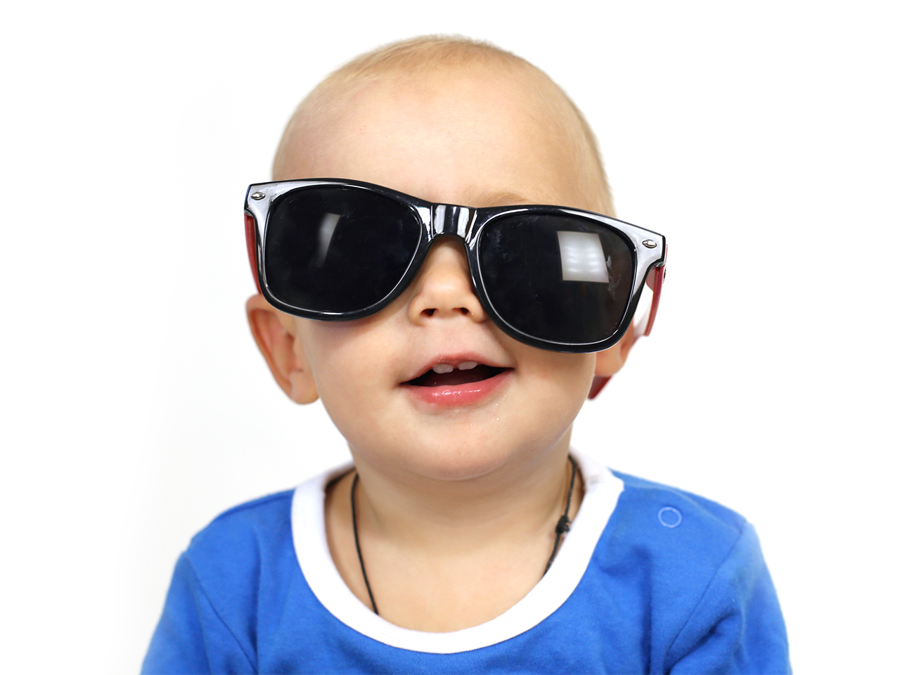 Baby wearing big sunglasses