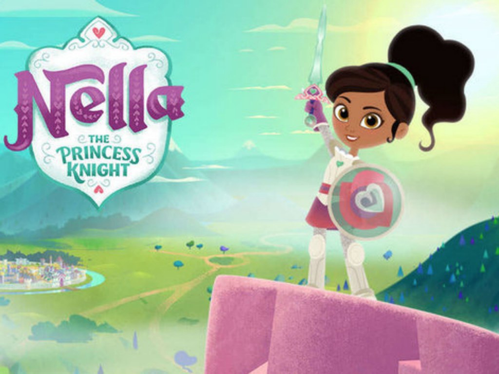 Nella: The Princess Knight stands with a raised sword on a cliff