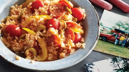 bowl of rice and vegetable paella