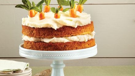 carrot cake on a pedestal