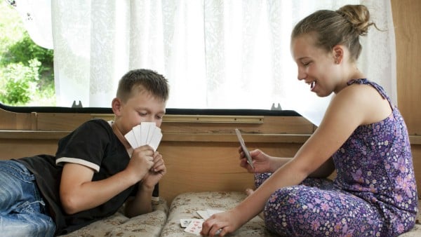 kids playing card games together