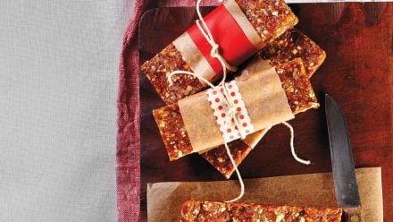 fruit and nut bars tied up with string