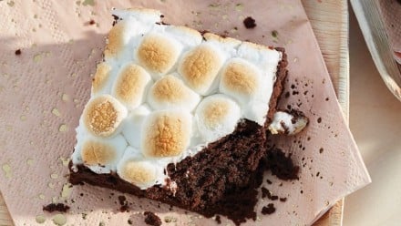 plate of marshmallow-topped brownies