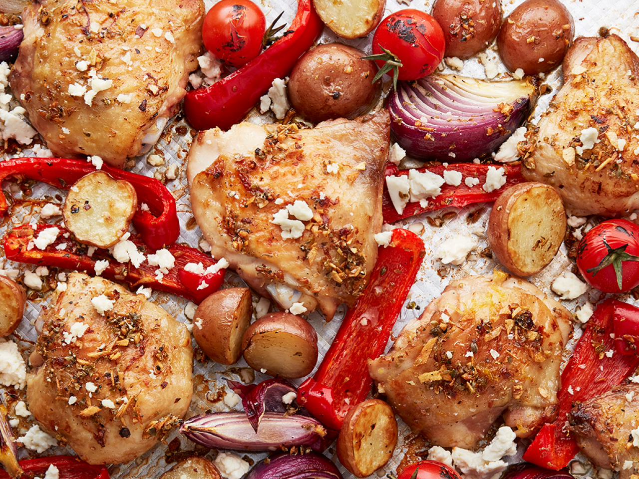 Sheet Pan Greek Salad Chicken Dinner