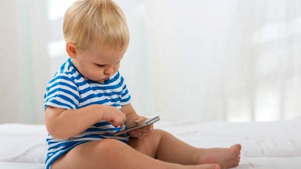 Baby using a smartphone