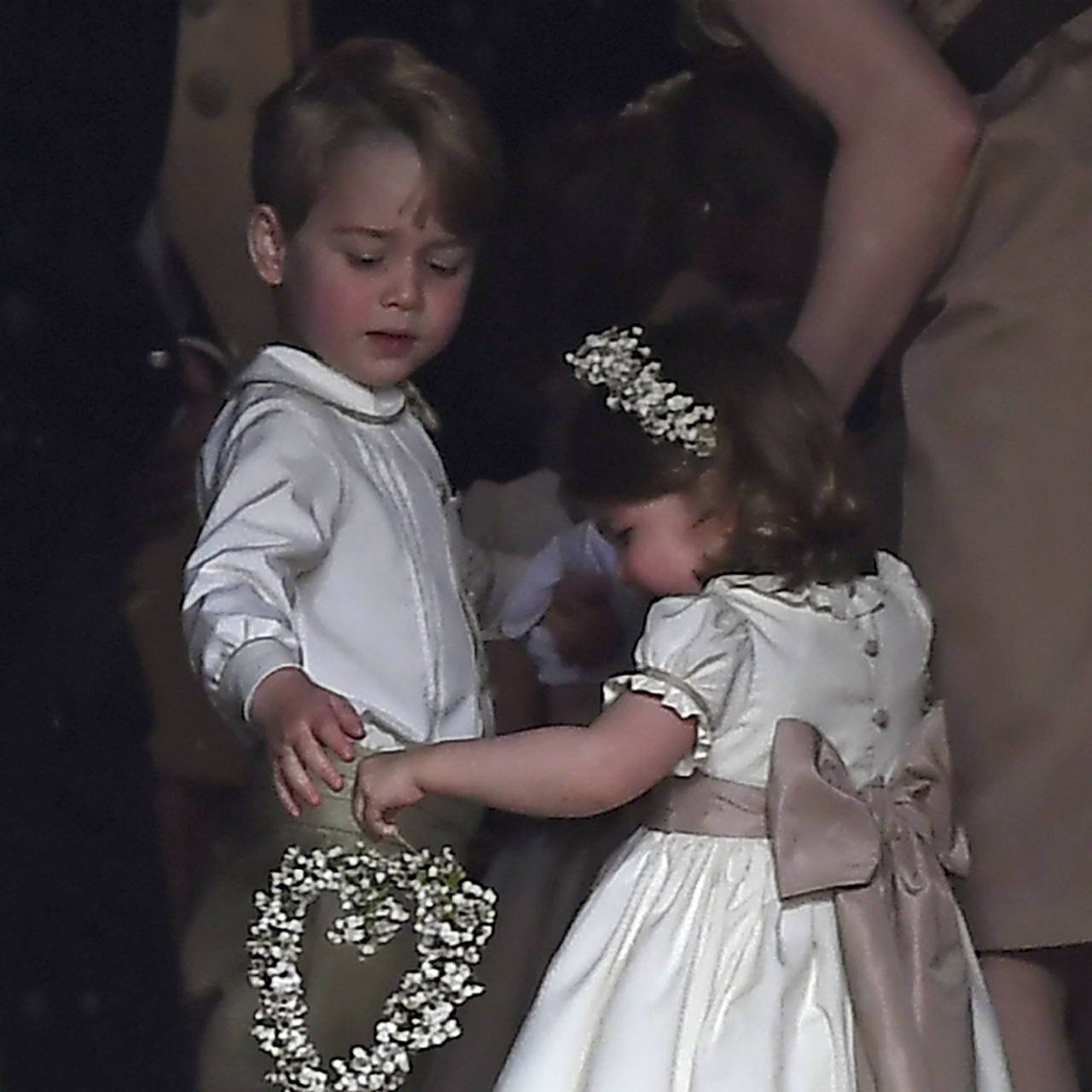 Prince George and Princess Charlotte arriving at Pippa Middleton's wedding