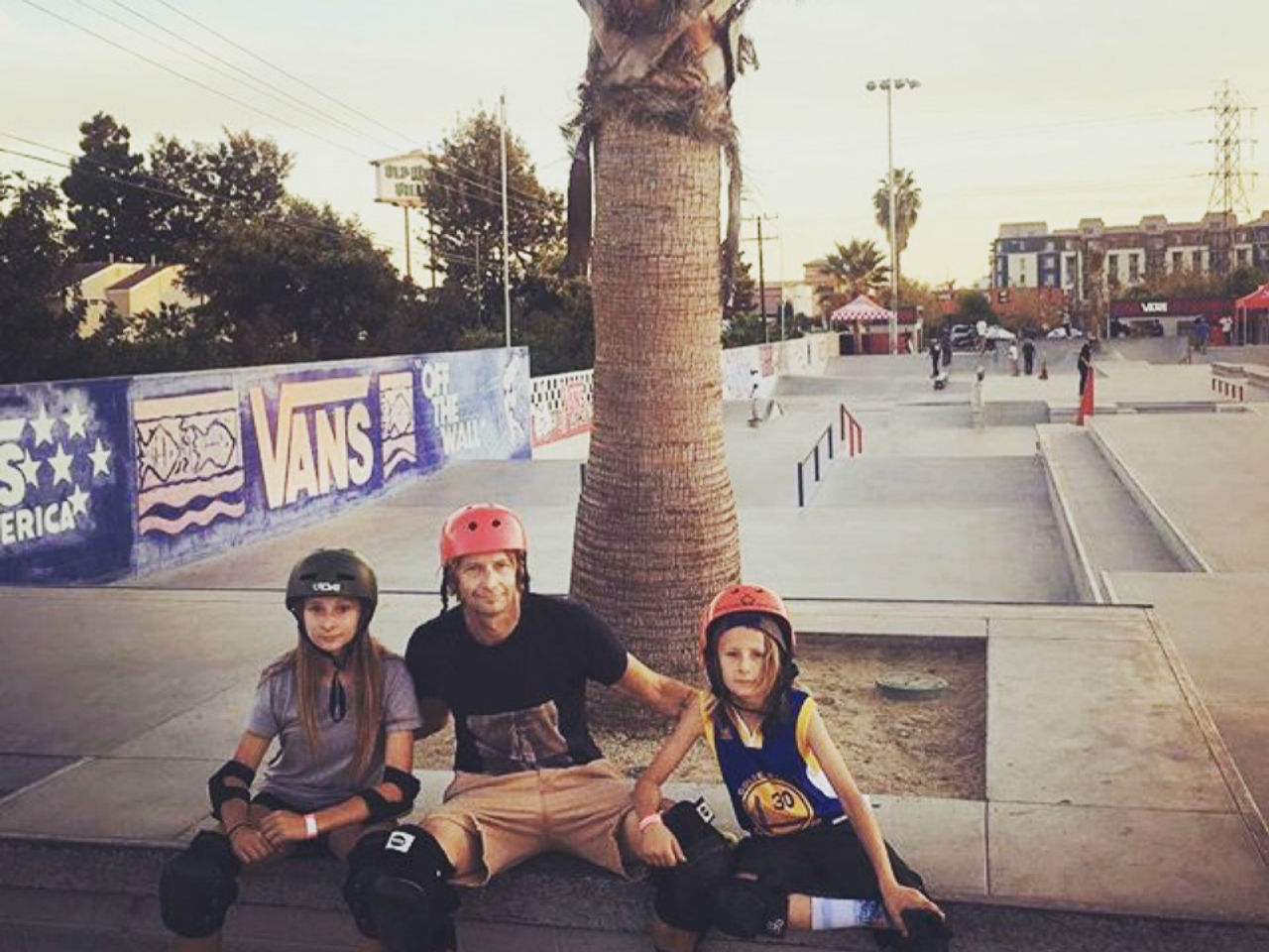 a family on a skateboard trip