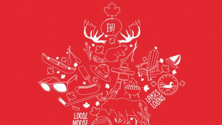 an illustration of all things canadian within a maple leaf