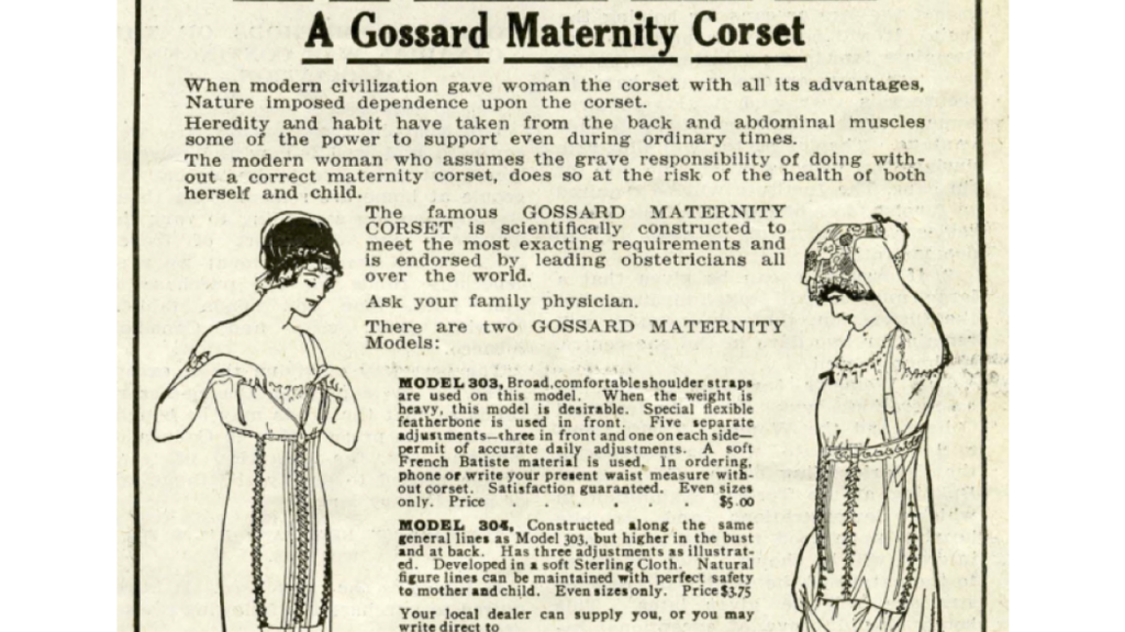 Ad from Gossard & Co for maternity corsets