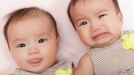 Twin Girl Babies Happy Sad